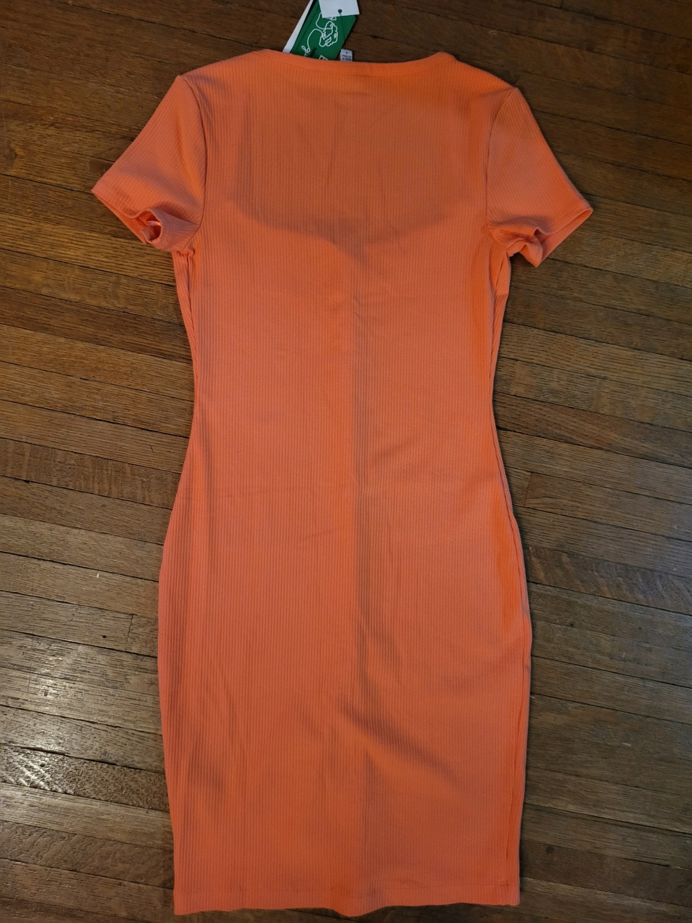 Guess Orange Ribbed Button-Front Square Neck Dress - Picture 5 of 6
